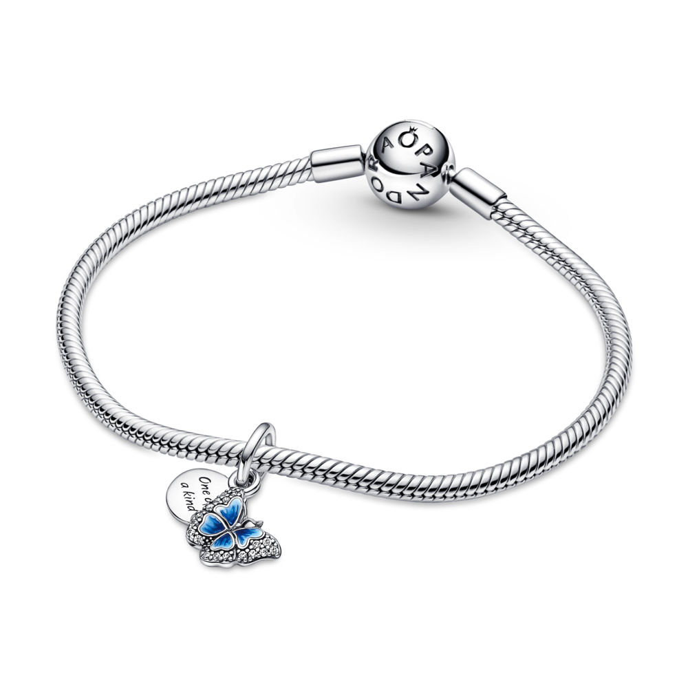 Blue Butterfly & Quote Double Dangle Charm