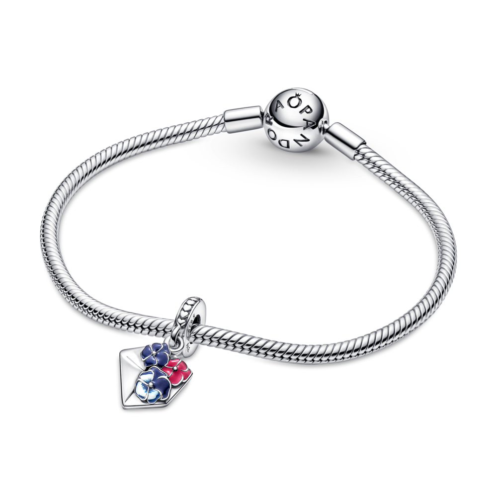 Pansy Flower Envelope Dangle Charm