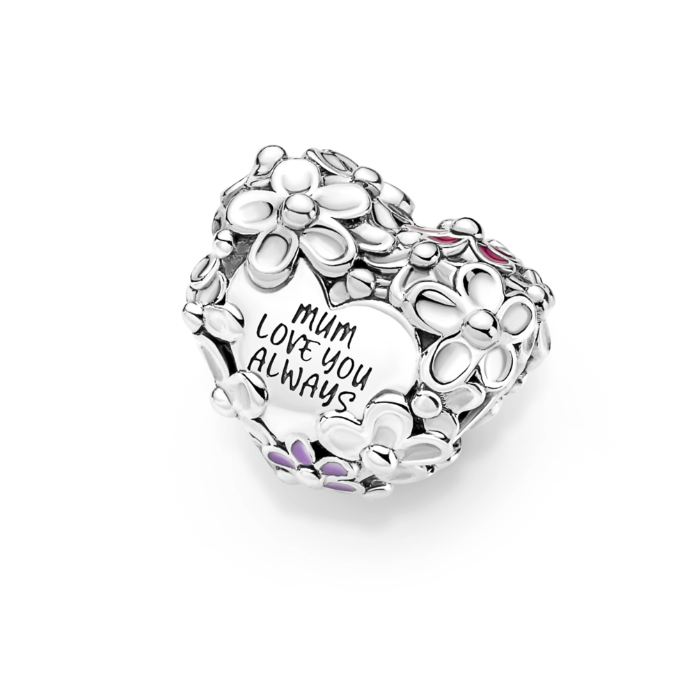 Mum Daisy Heart Charm
