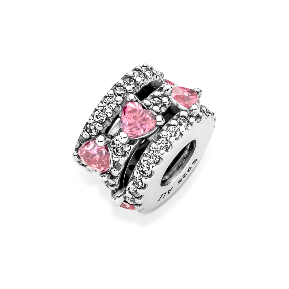 Sparkling Triple Halo Hearts Charm