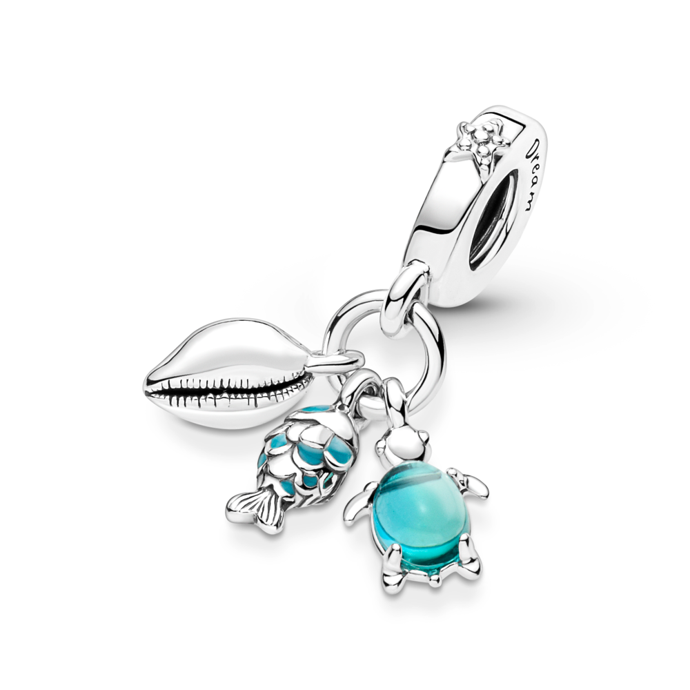 Fish, Sea Turtle & Conch Triple Dangle Charm