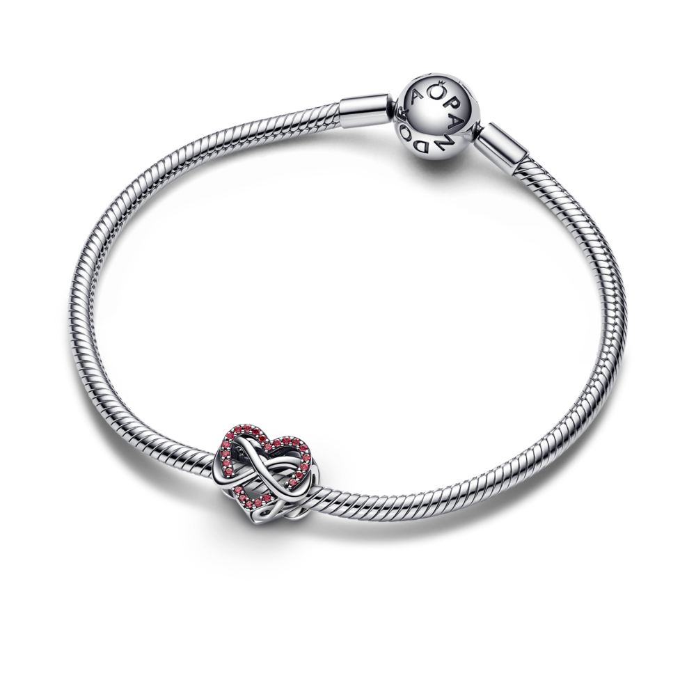 Family Infinity Red Heart Charm