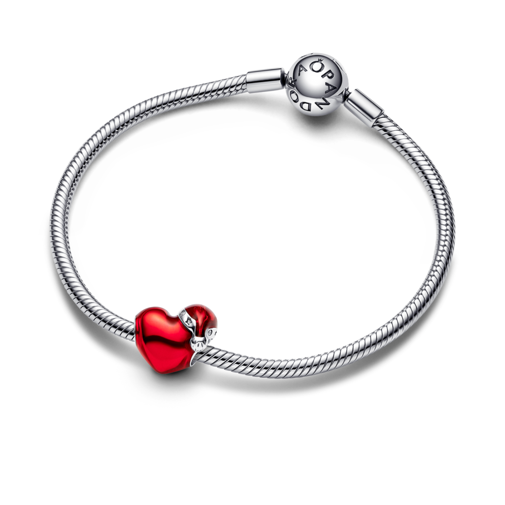 Metallic Red Christmas Heart Charm