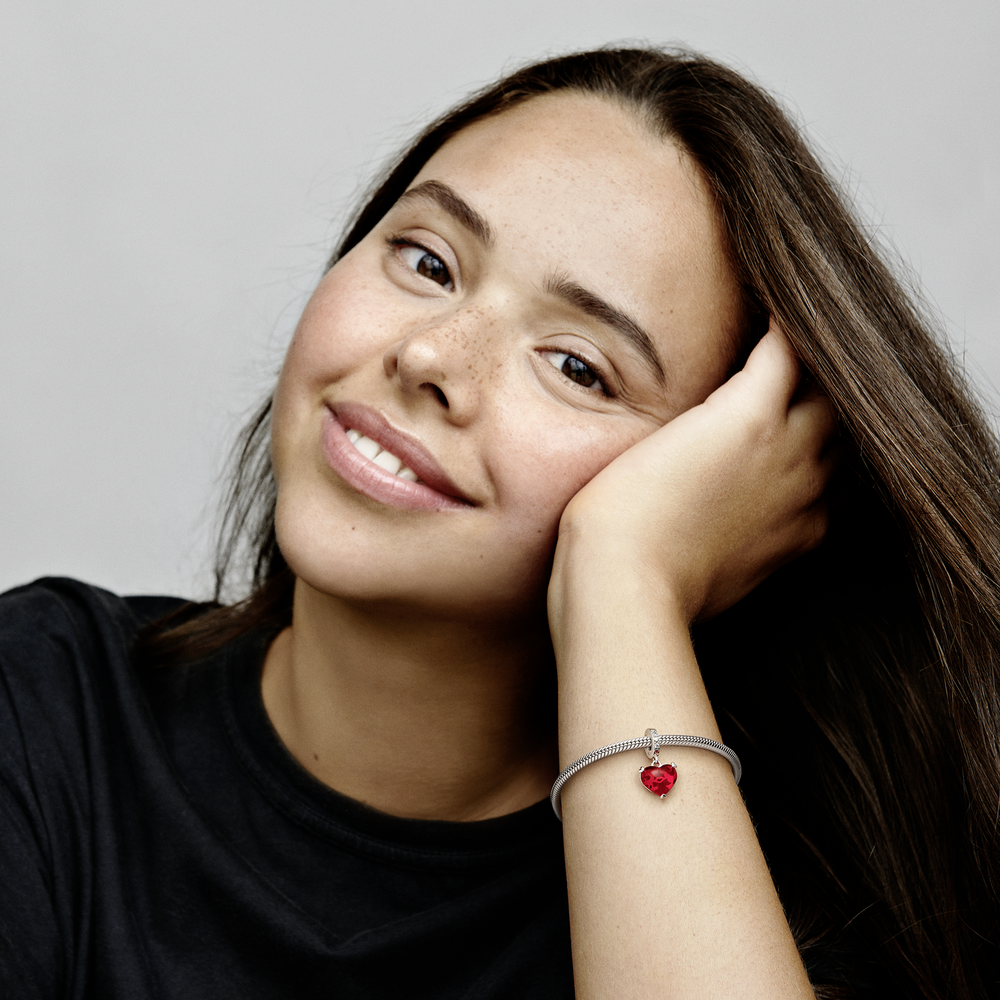 Disney Mickey & Minnie Mouse Red Murano Glass Dangle Charm