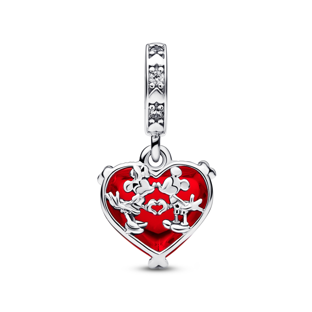 Disney Mickey & Minnie Mouse Red Murano Glass Dangle Charm