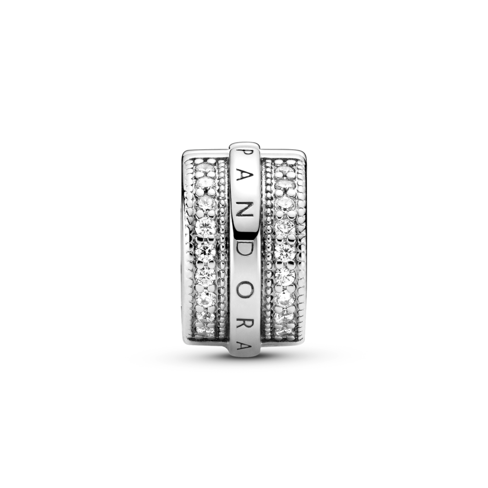 Pandora discount Sparkling Pavé Lines & Logo Clip Charm