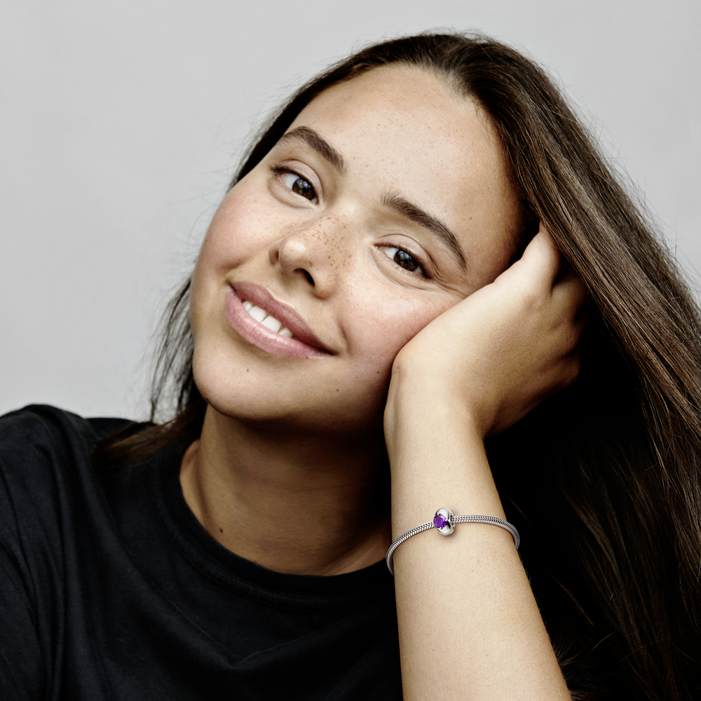 Purple Round Solitaire Clip Charm
