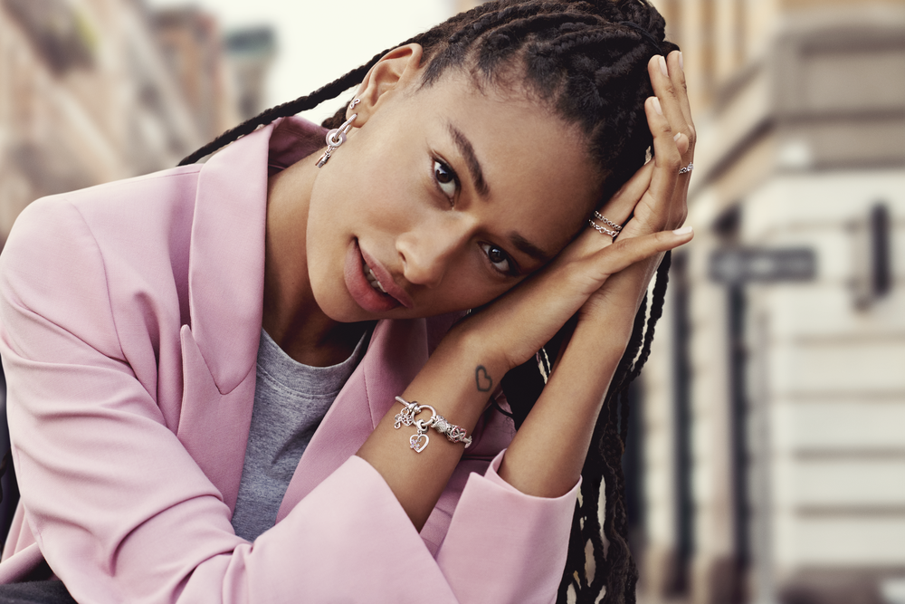 Pandora Moments Heart Charm Hoop Earrings