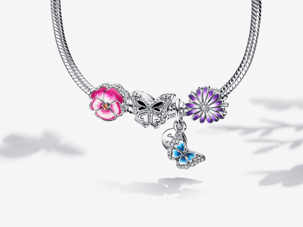 Blue Butterfly & Quote Double Dangle Charm
