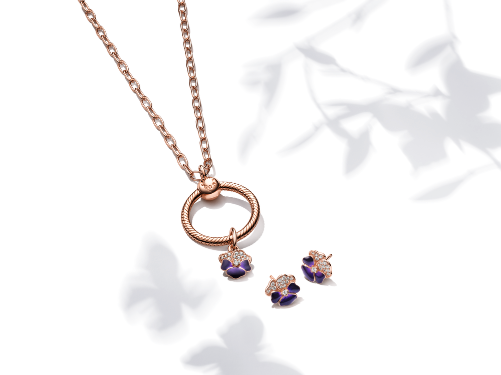 Deep Purple Pansy Flower Stud Earrings