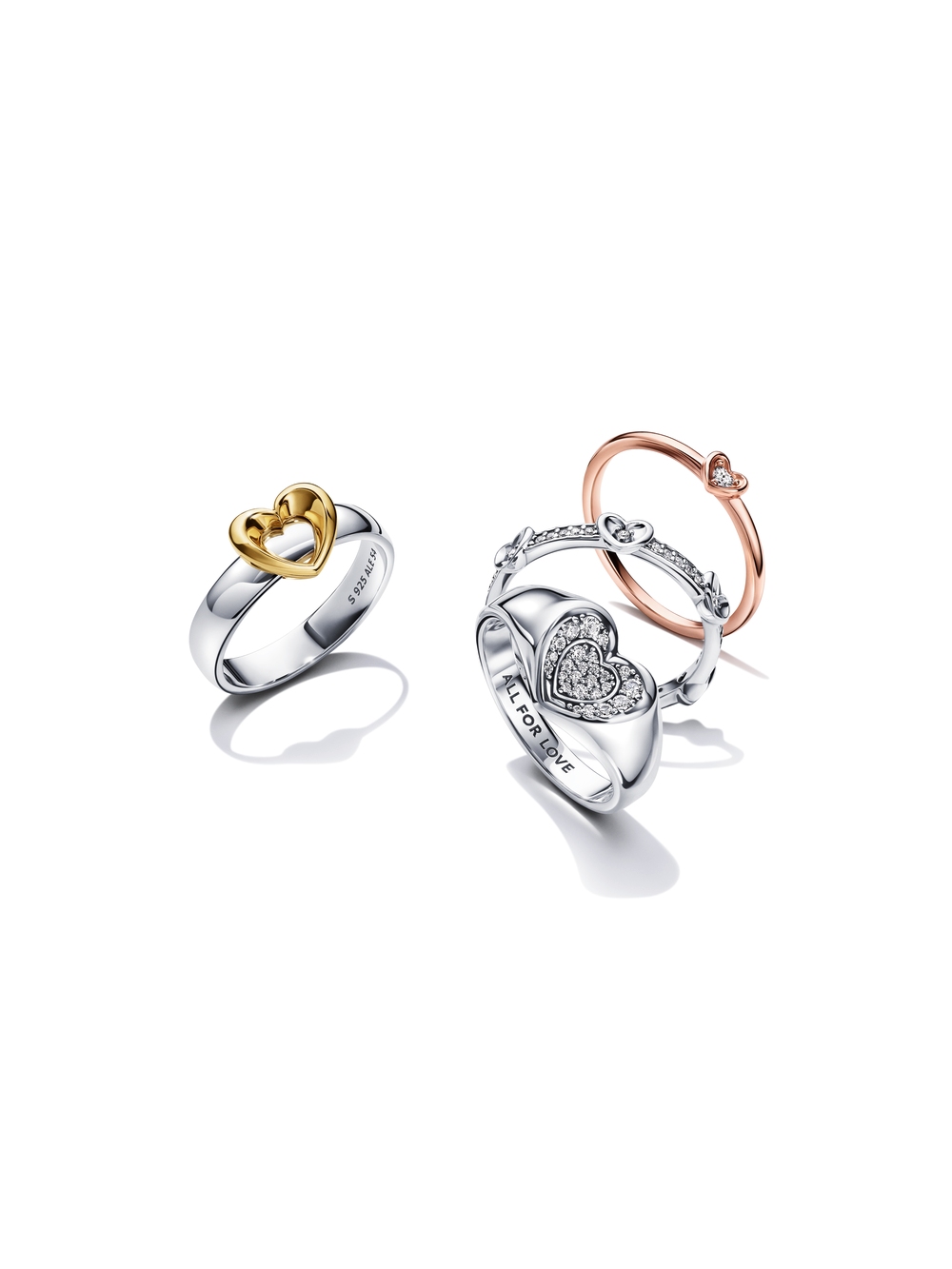 Radiant Two-tone Sliding Heart Ring