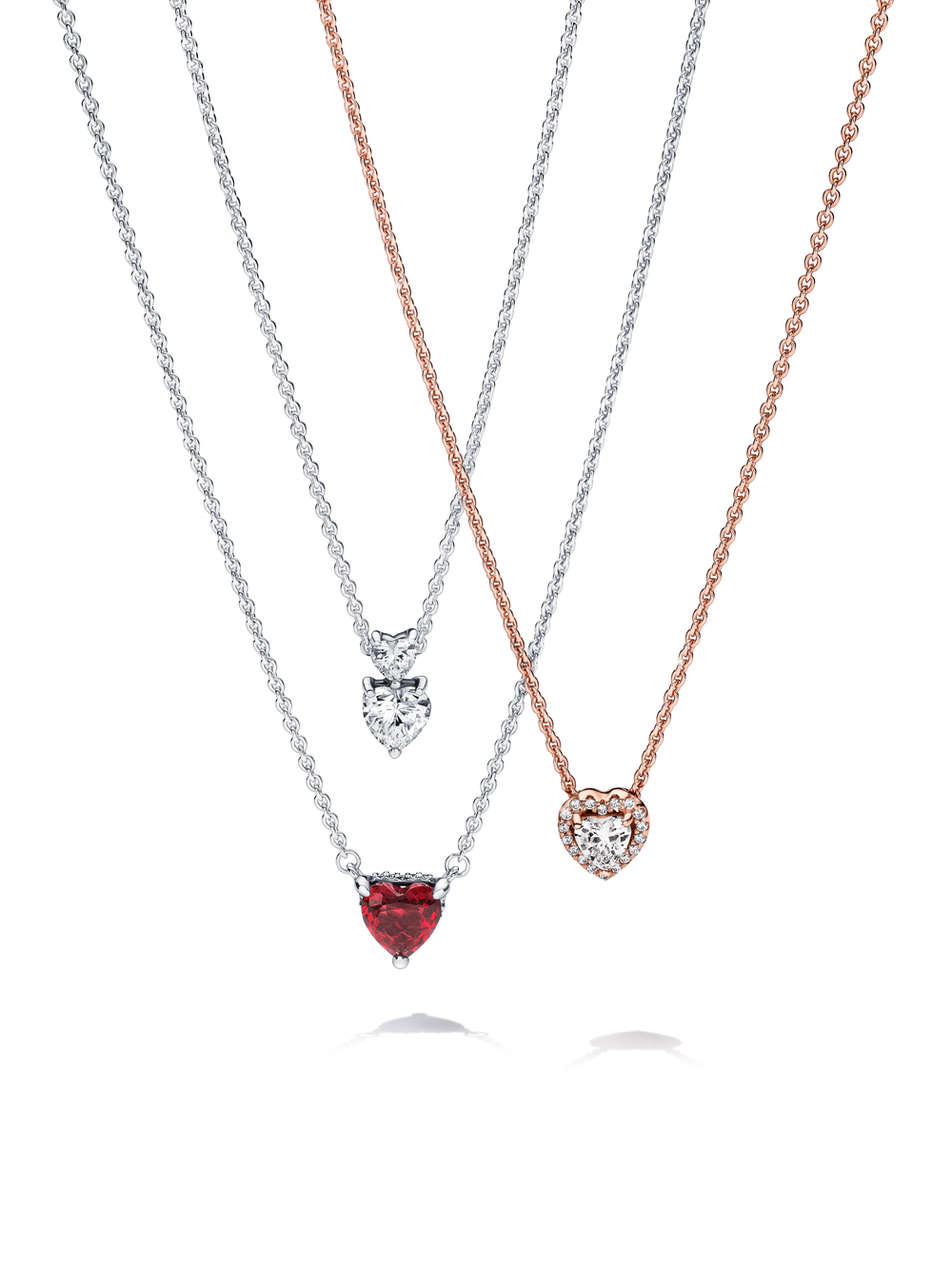 Sparkling Heart Halo Pendant Collier Necklace
