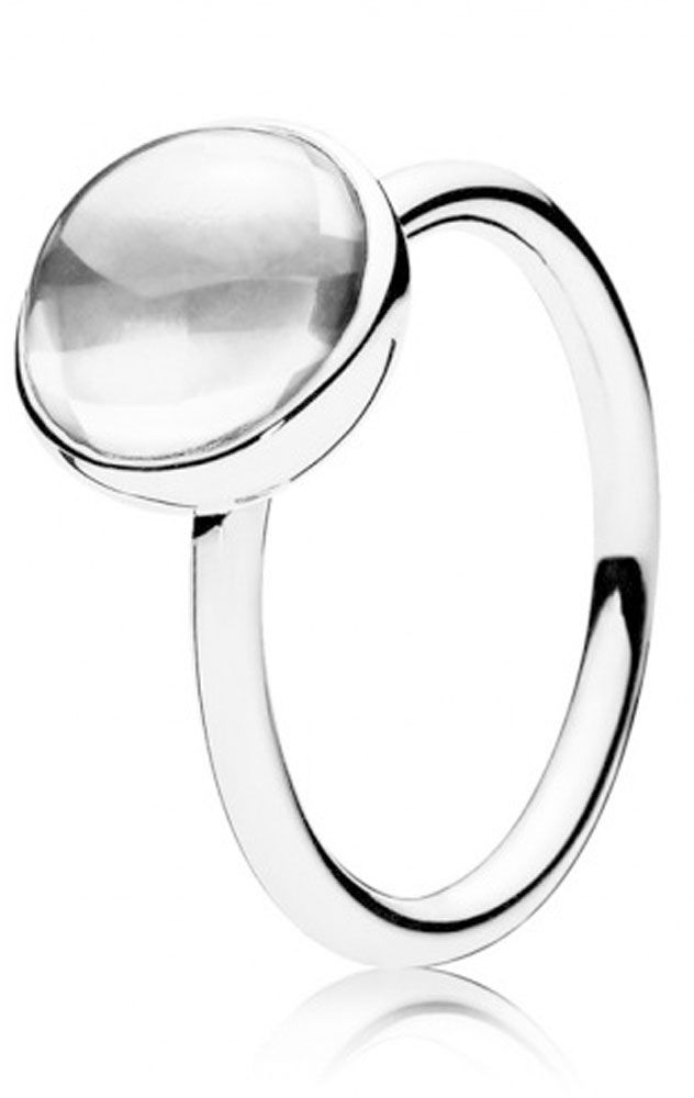 Silver ring with clear cubic zirconia