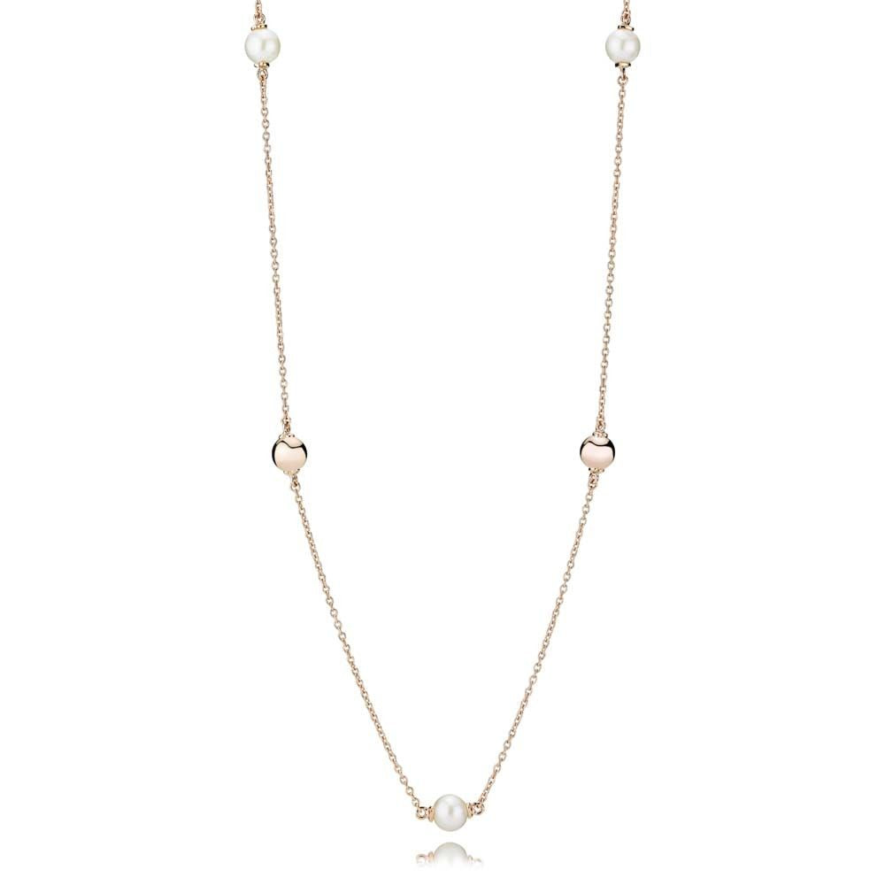 PANDORA Rose necklace with white freshwater cultured pearl