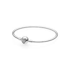 Silver bangle with ice crystal heart clasp with clear cubic zirconia