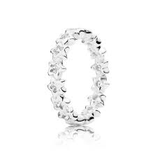 Star silver ring with clear cubic zirconia