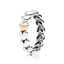 Hearts silver ring with 14k heart