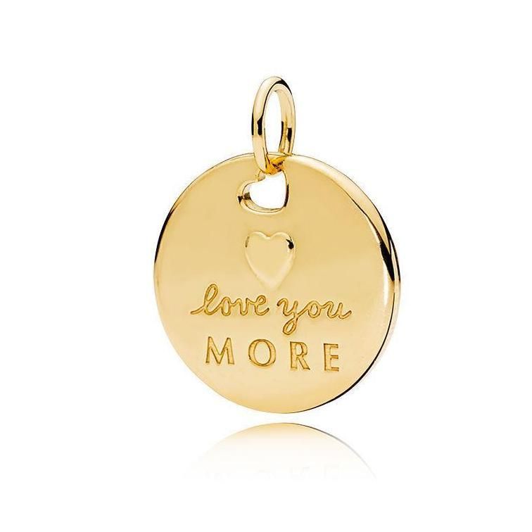 Love you more 14k Gold Plated pendant with silver enamel