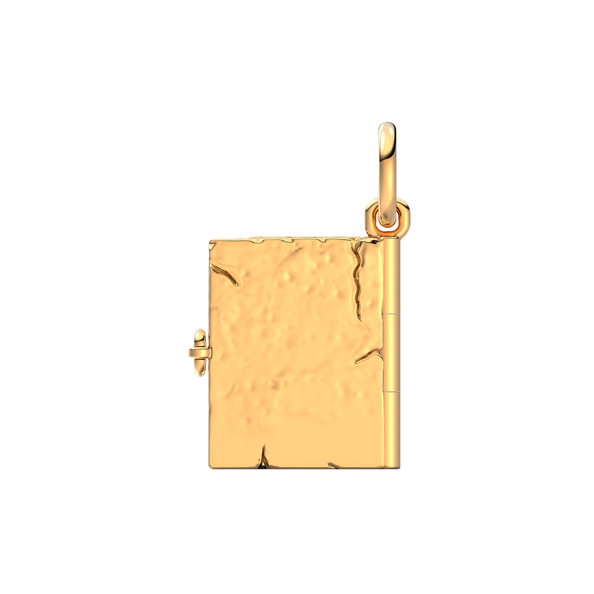 Engravable book 14k gold-plated dangle with clear cubic zirconia, glass and blue enamel
