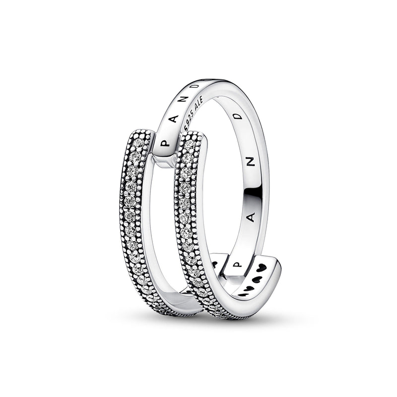 Pandora Signature Logo & Pavé Double Band Ring