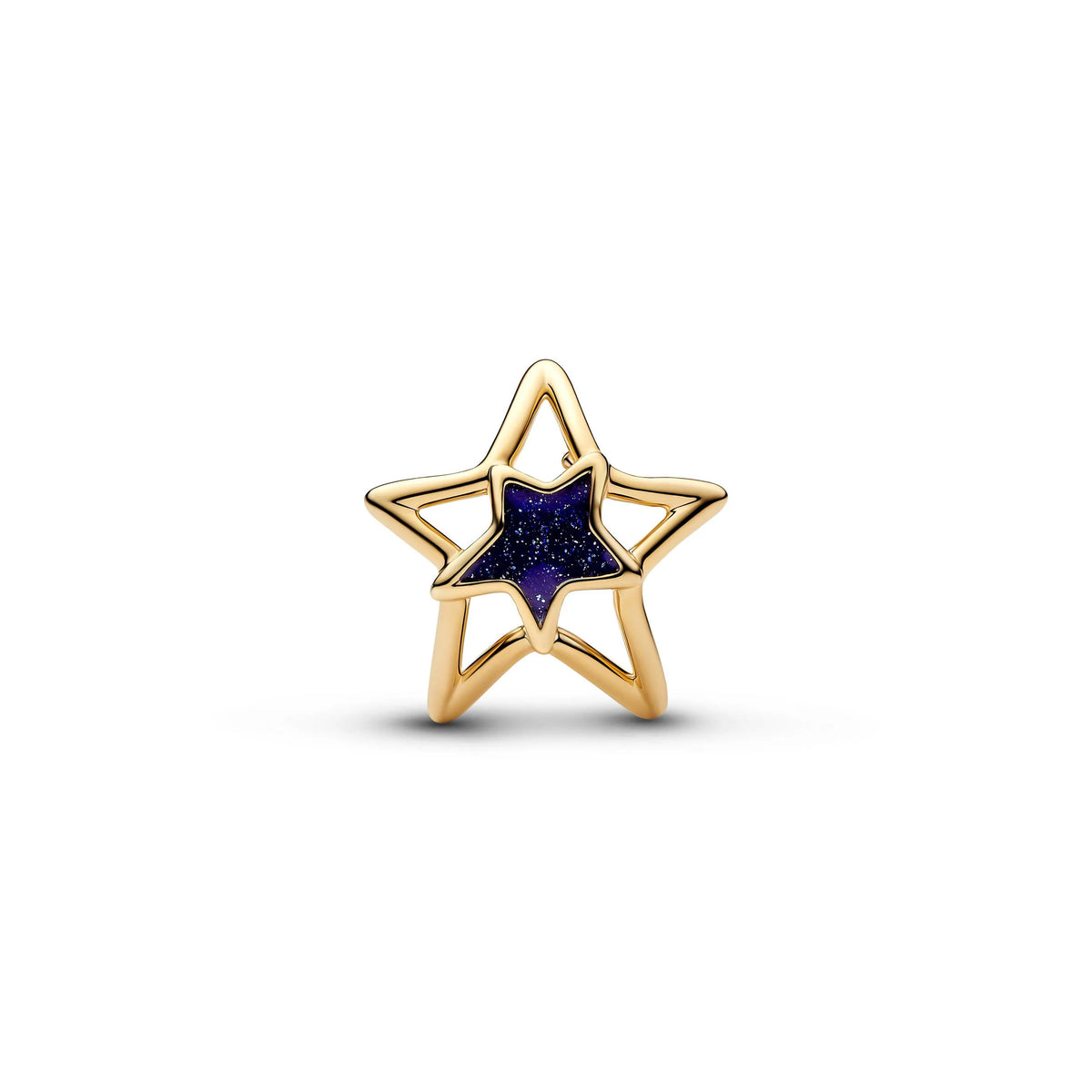 Openwork star 14k gold-plated charm with blue enamel