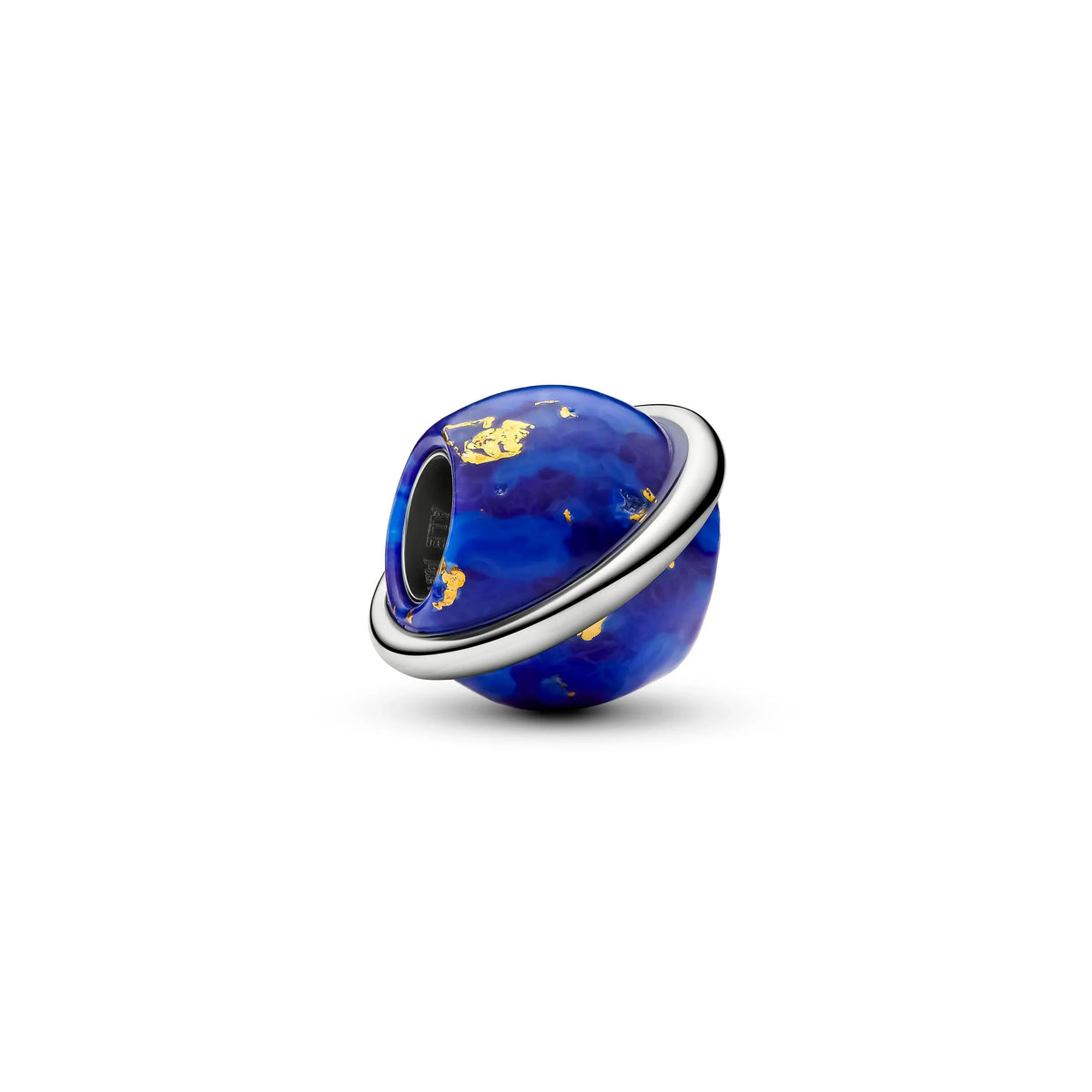 Planet platinum-plated charm with imitation lapis lazuli