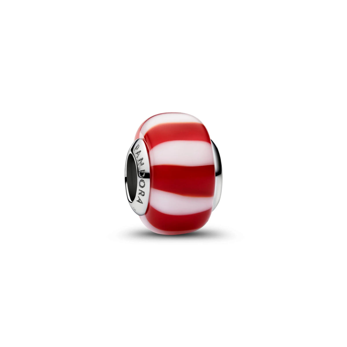Platinum-plated charm with red and white Murano glass