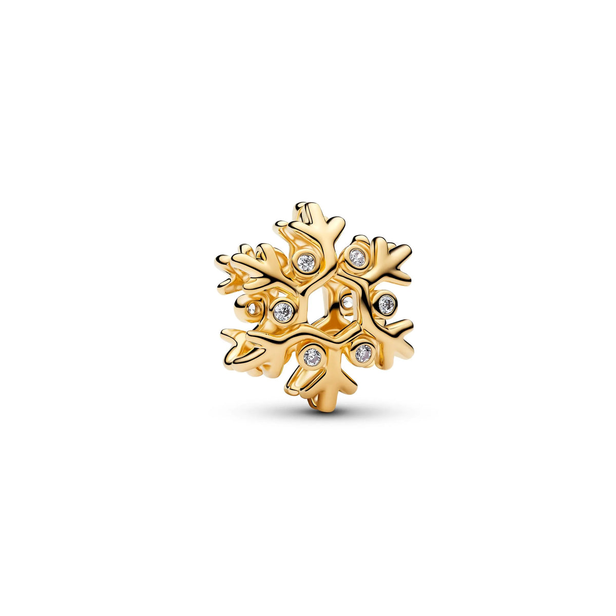 Snowflake 14k gold-plated charm with clear cubic zirconia