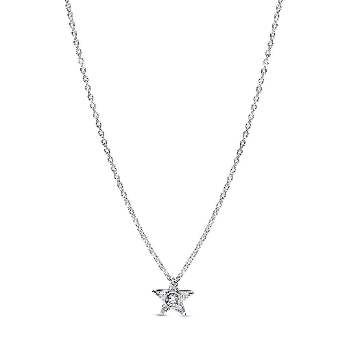 Star Sterling silver pendant necklace with clear cubic zirconia