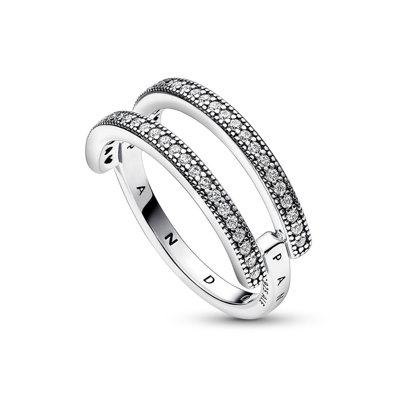 Pandora Signature Logo & Pavé Double Band Ring