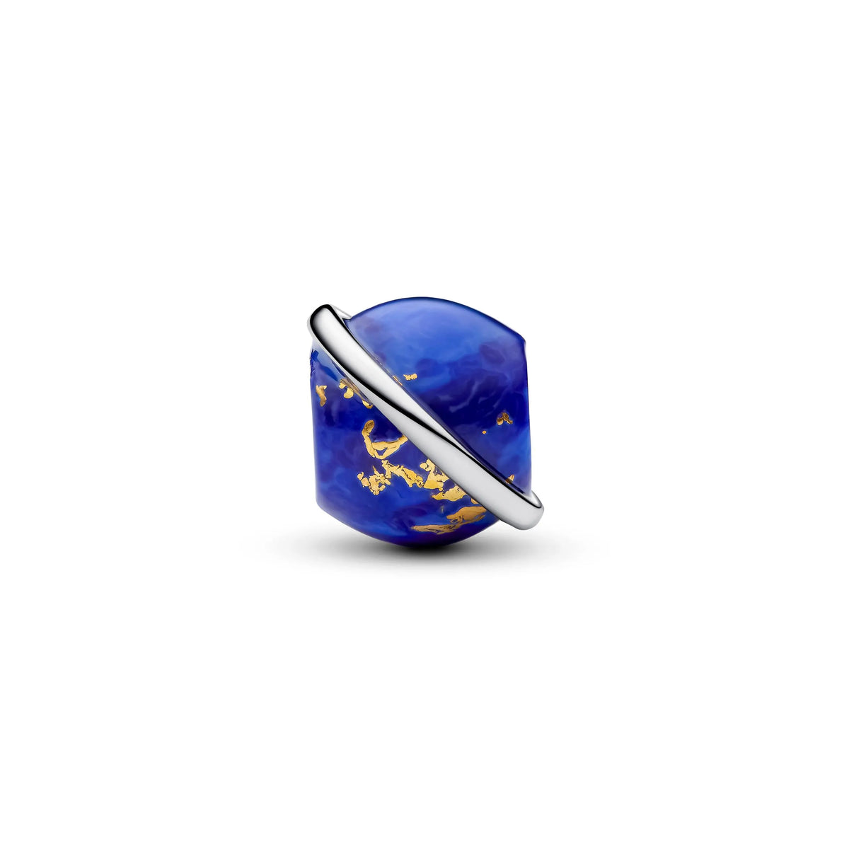 Planet platinum-plated charm with imitation lapis lazuli