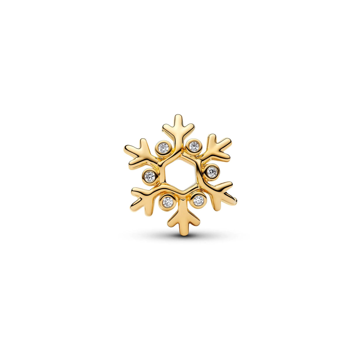 Snowflake 14k gold-plated charm with clear cubic zirconia