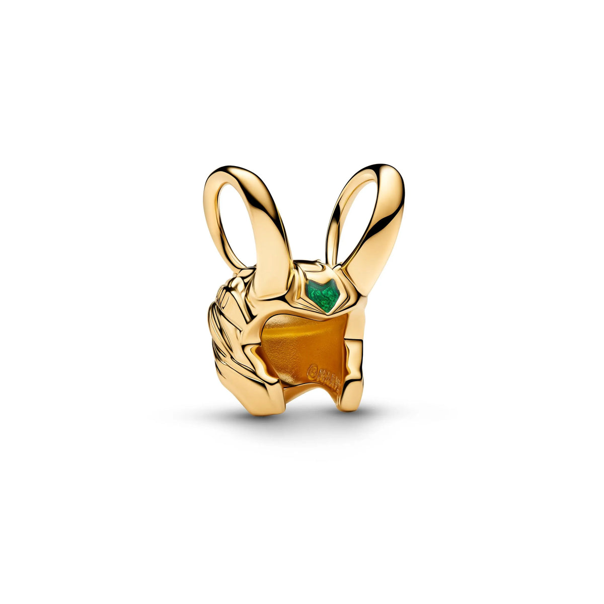 Marvel Loki helmet 14k gold-plated charm with green enamel