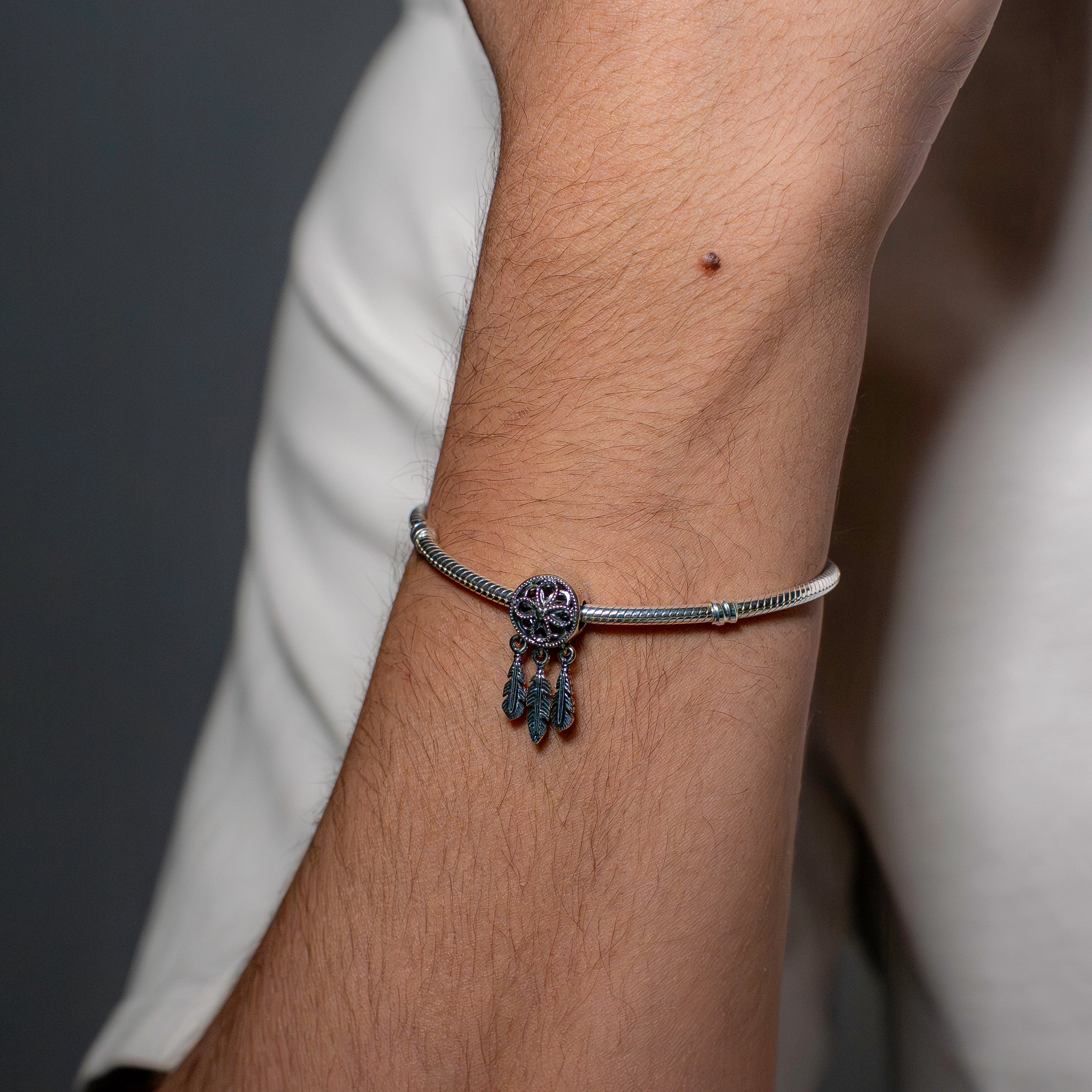 Dream catcher silver charm