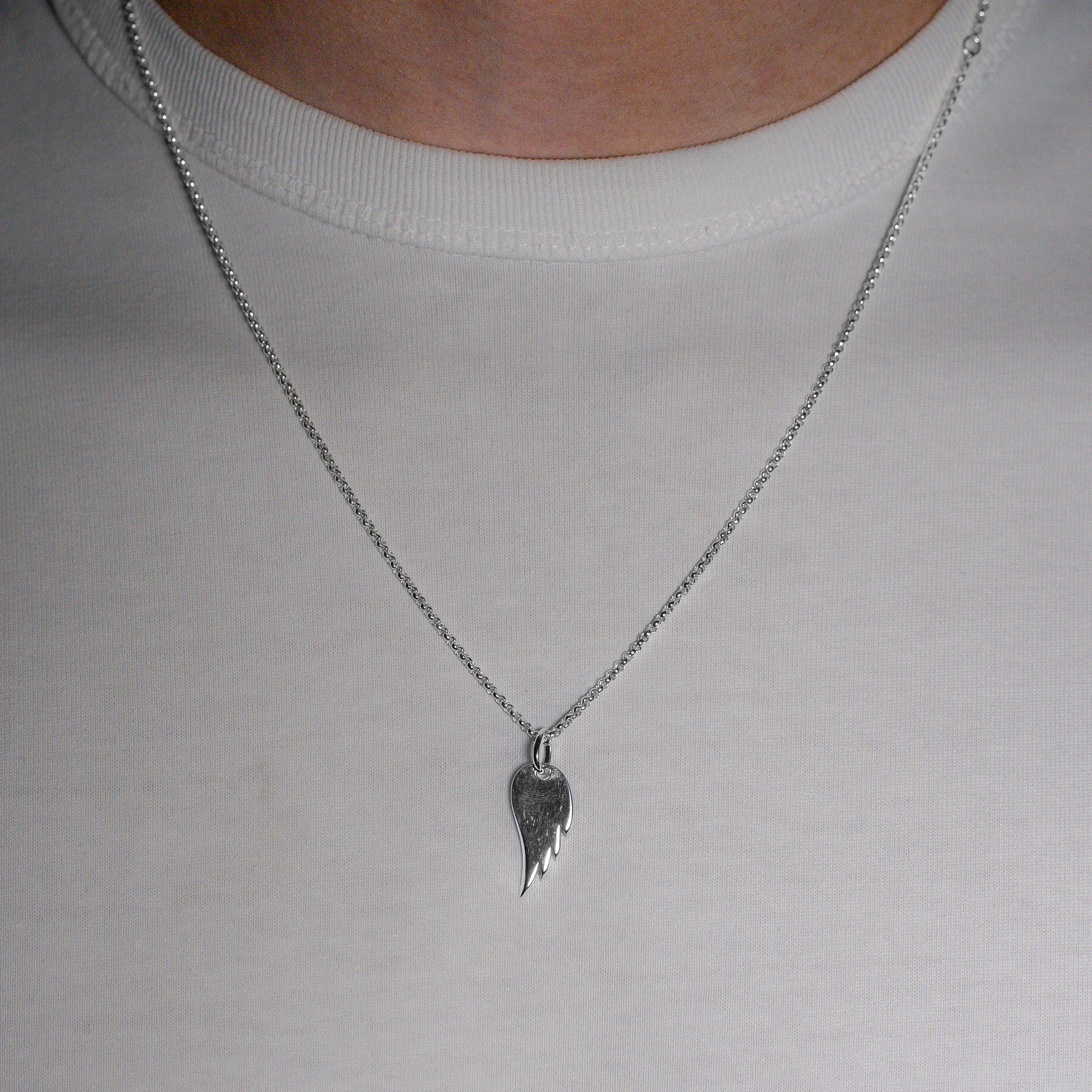 Engravable Angel Wing Tag Pendant
Sterling silver