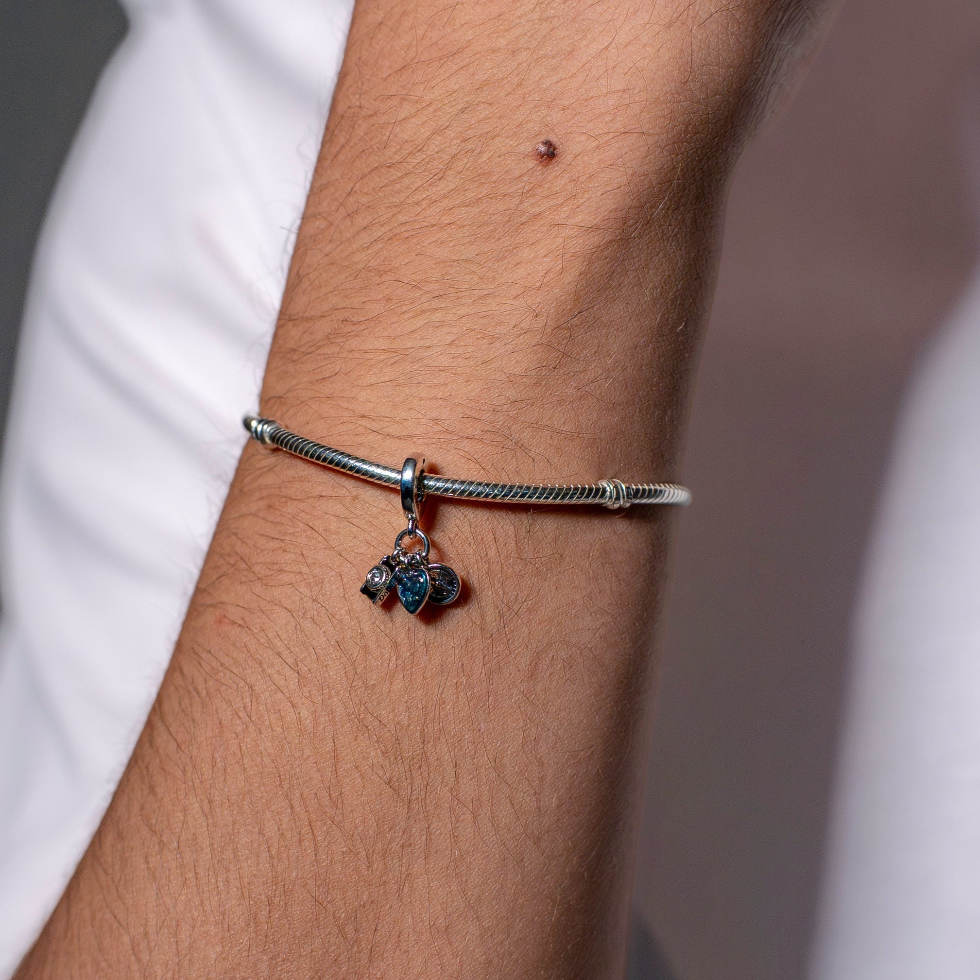 Camera, Heart & Compass Triple Dangle Charm