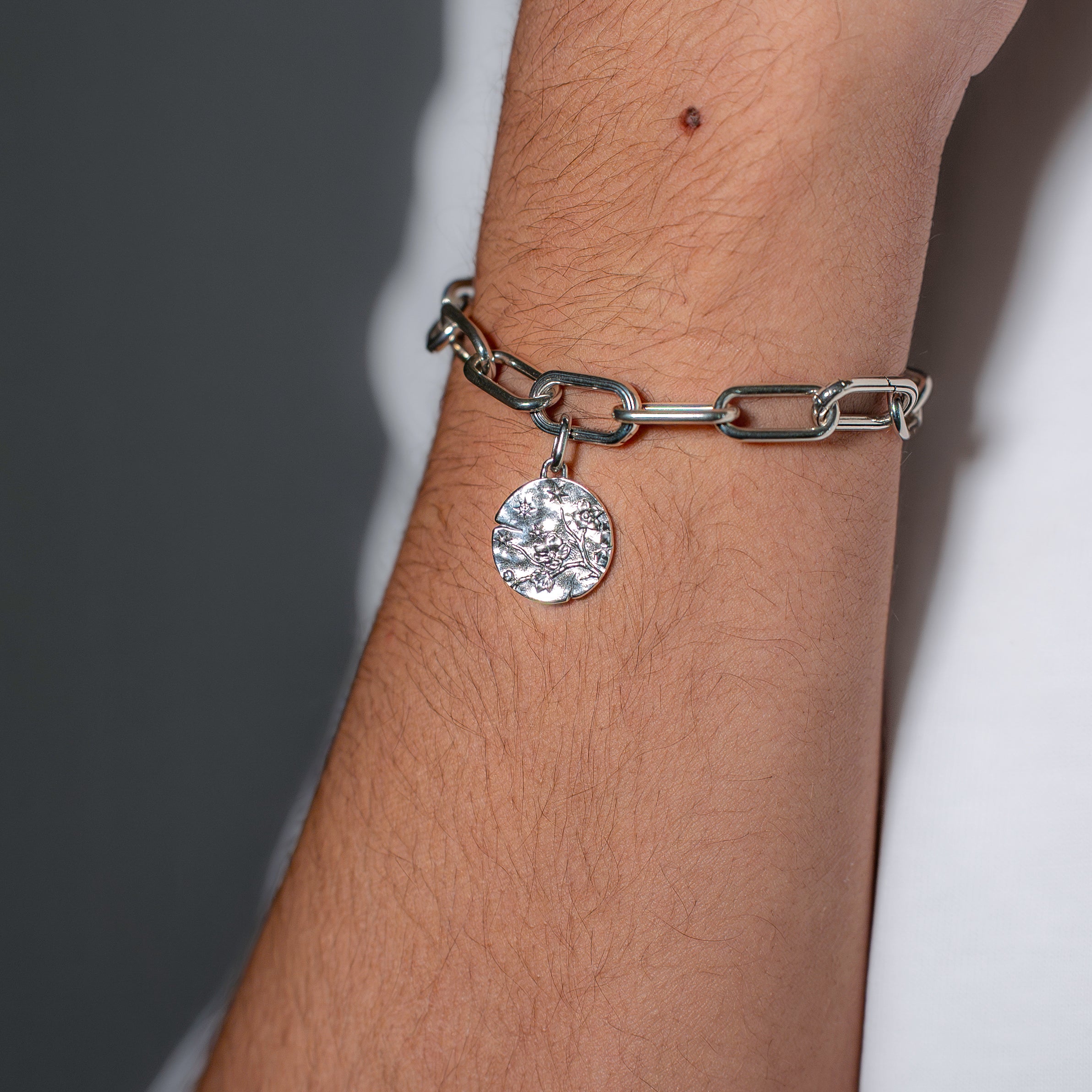 Cherry Blossom Medallion Charm Sterling silver