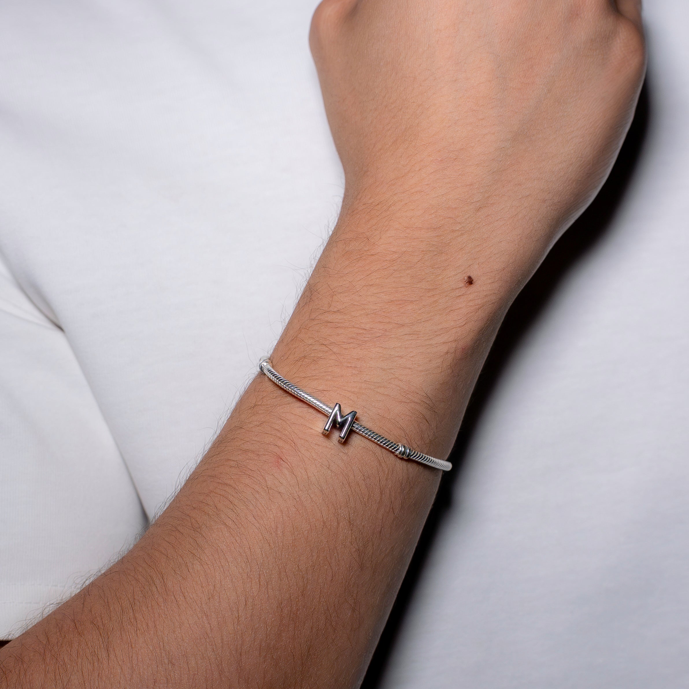 Letter M silver charm