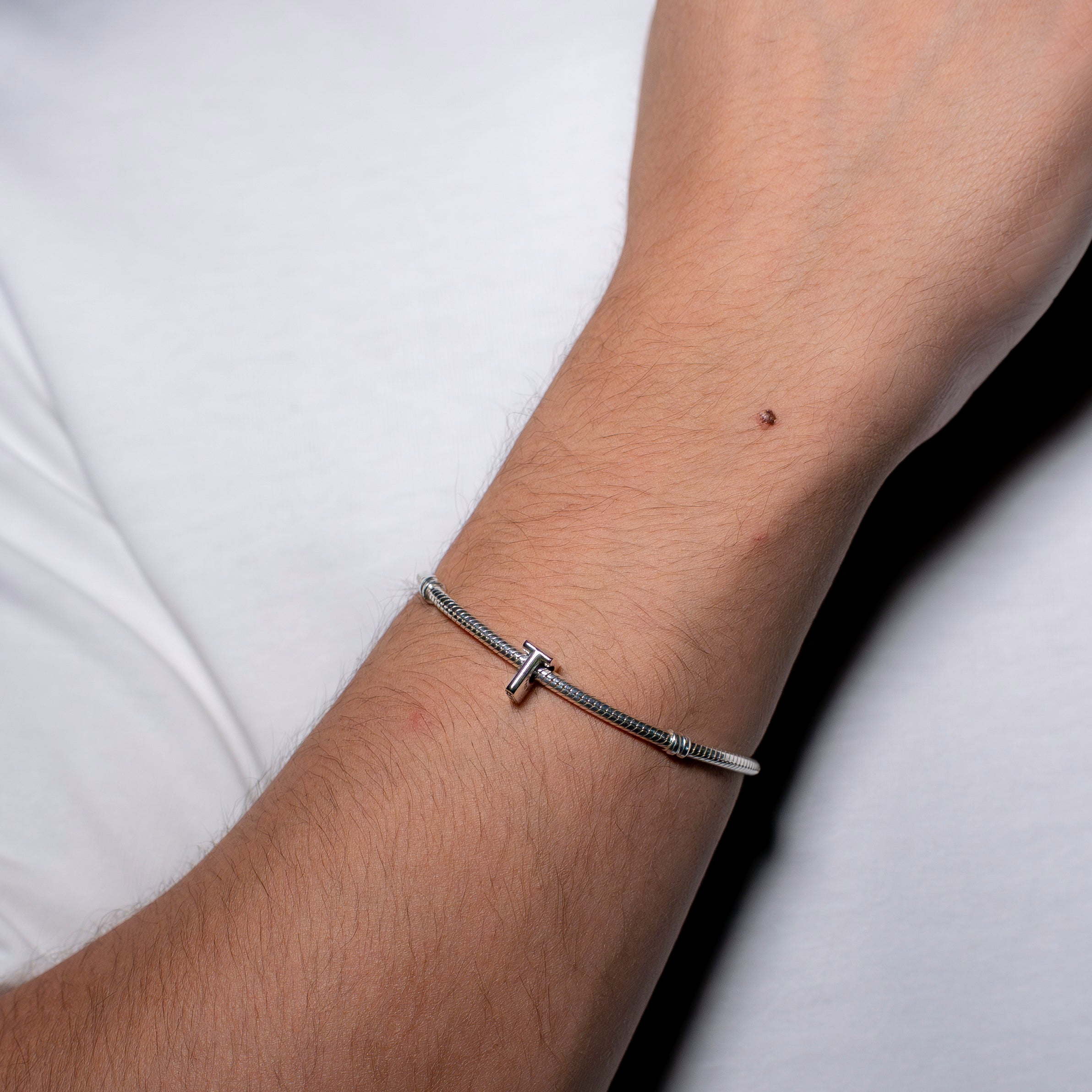 Letter T silver charm
