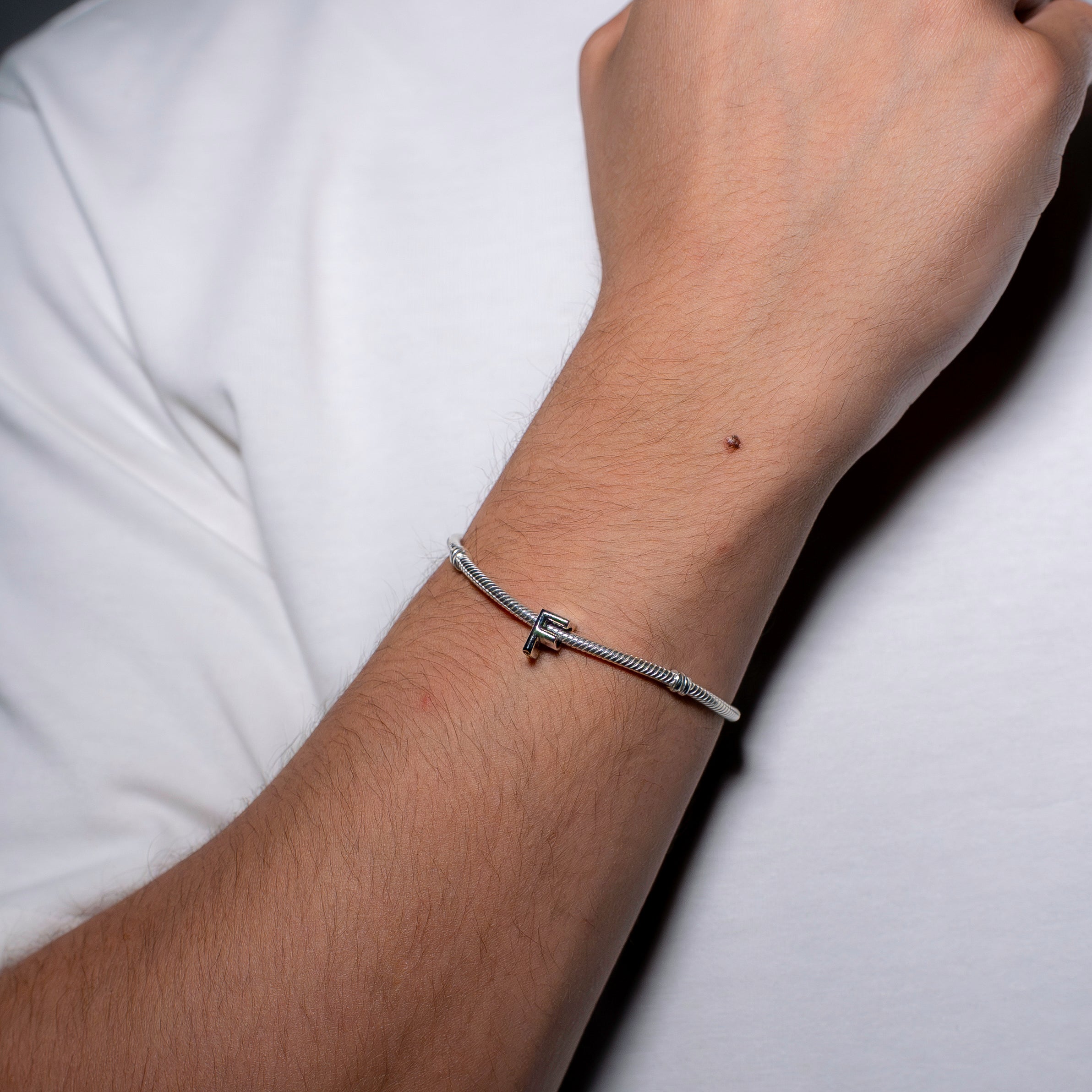 Letter F silver charm