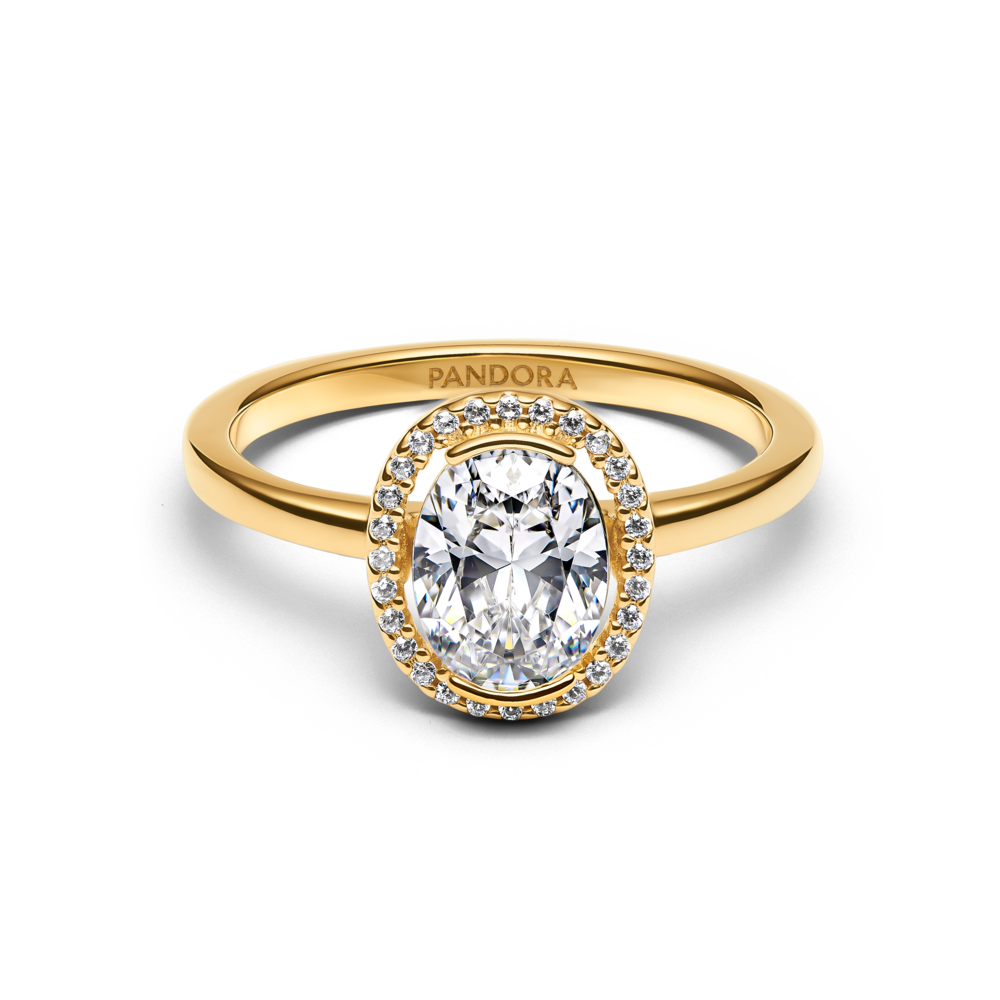 Oval Sparkling Halo Ring