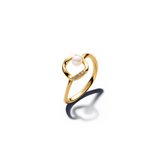 Organically Shaped Pavé Circle & Treated Freshwater Cultured Pearl Ring