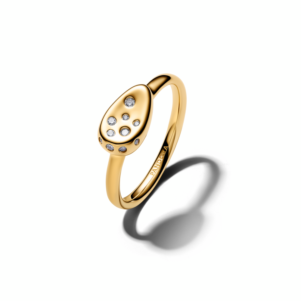 14k gold-plated ring with clear cubic zirconia