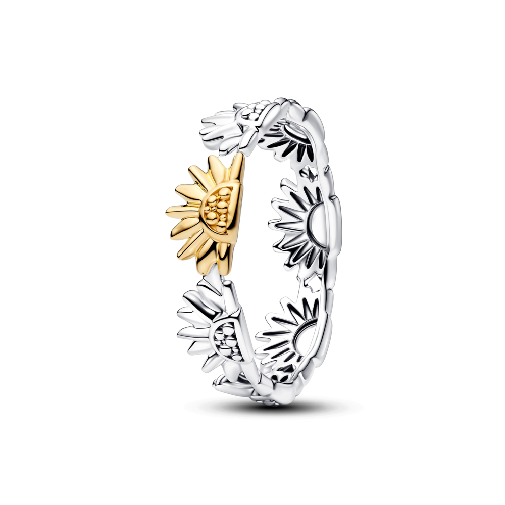 Sunflower sterling silver and 14k gold-plated ring