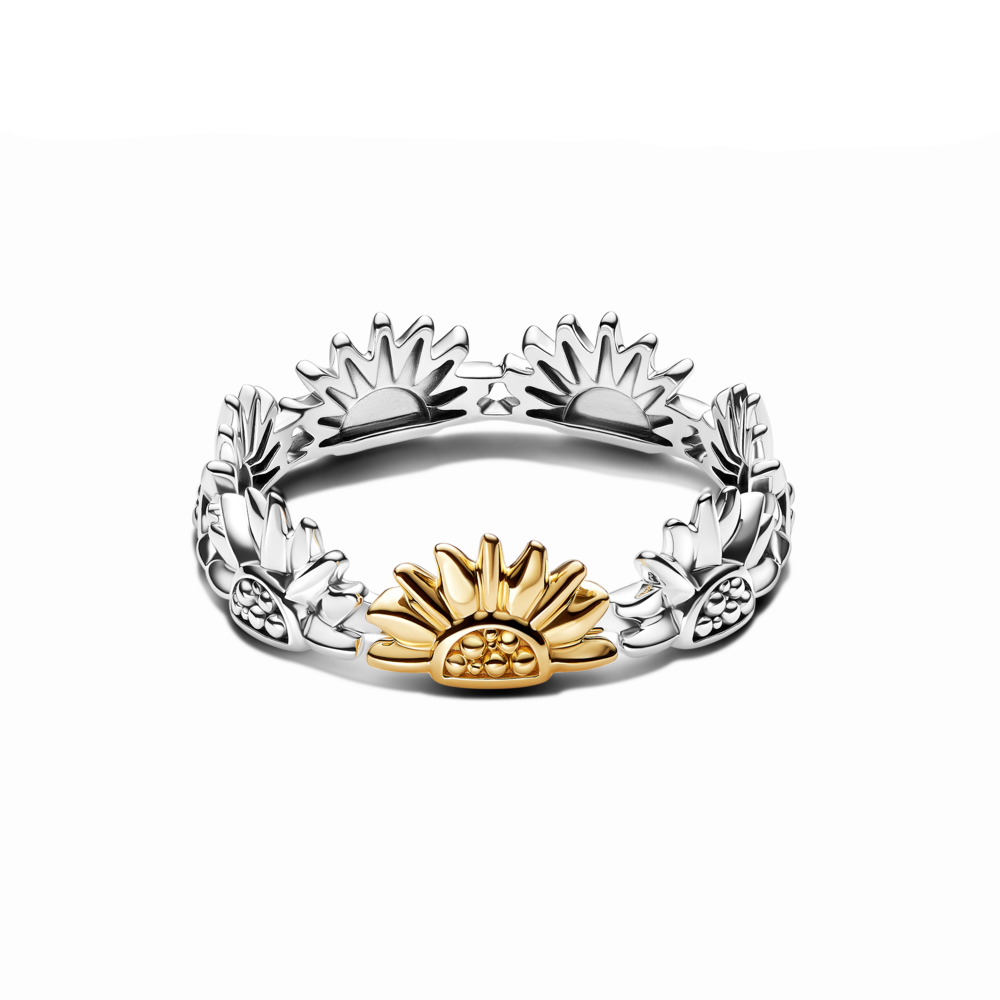 Sunflower sterling silver and 14k gold-plated ring