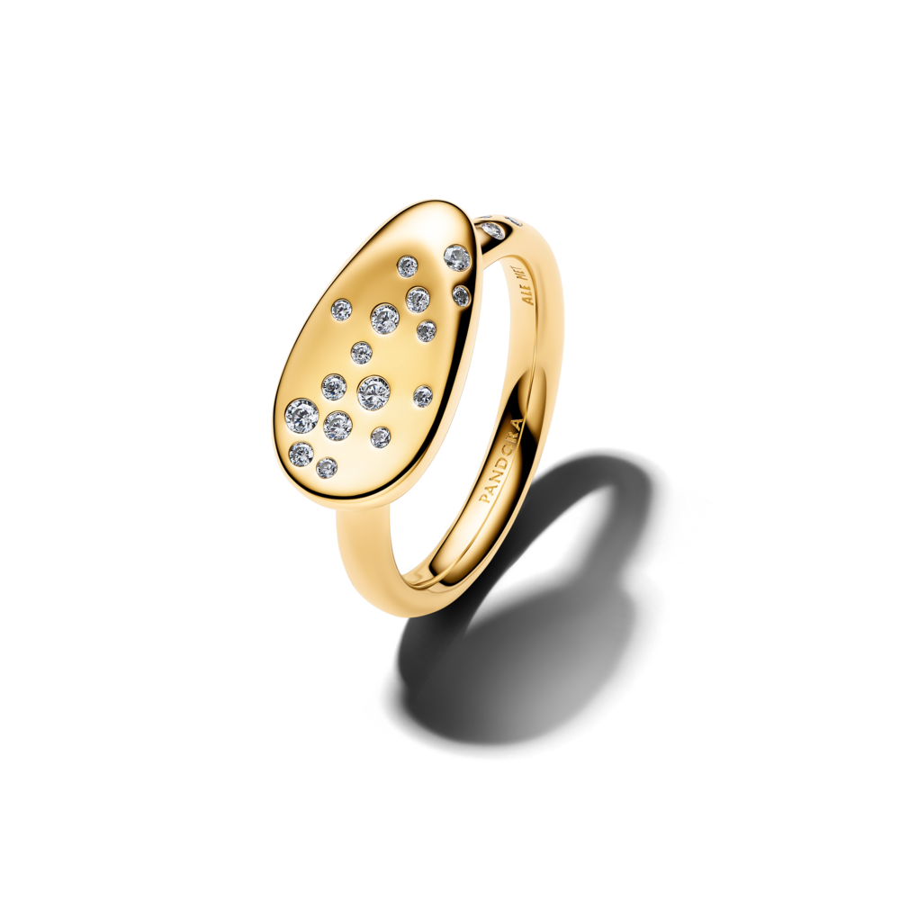 14k gold-plated ring with clear cubic zirconia