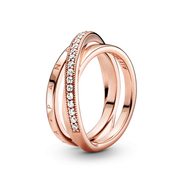 Crossover Pavé Triple Band Ring