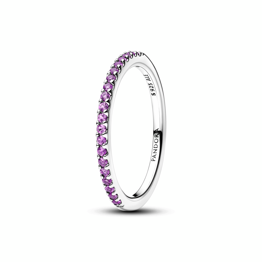 Sterling silver ring with fancy purple cubic zirconia