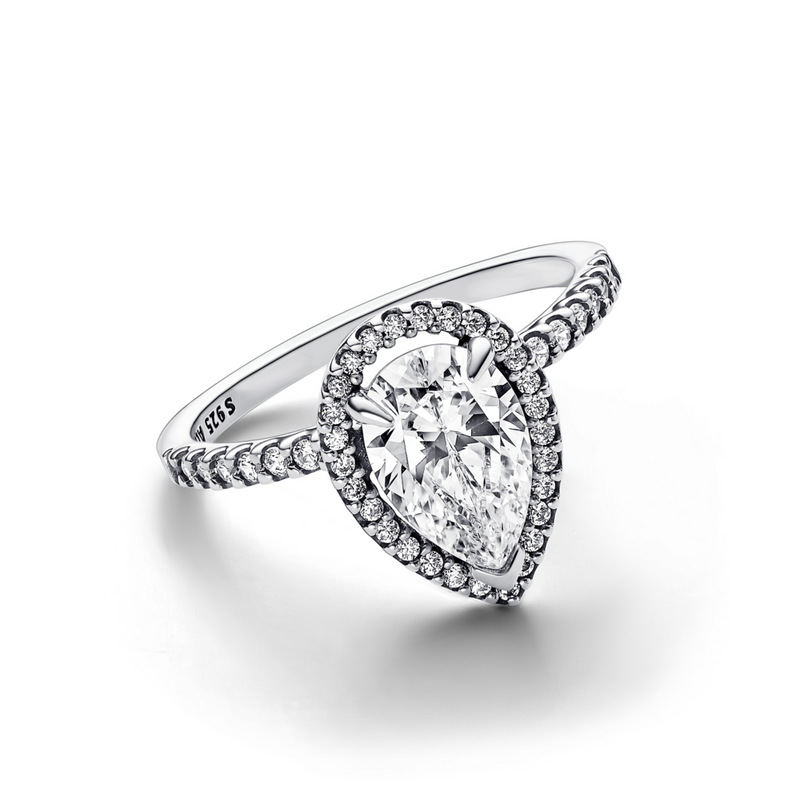 Sparkling Pear Halo Ring