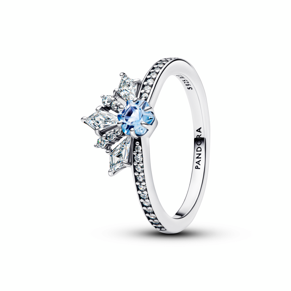 Disney Frozen Elsa sterling silver ring with water blue crystal and clear cubic zirconia